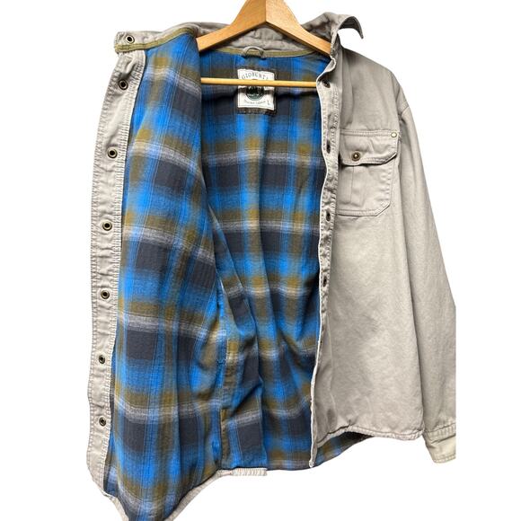 Gioberti Men's Gray Twill Jacket Flannel Fleece Lining Size Large 100% Cotton - Picture 2 of 6